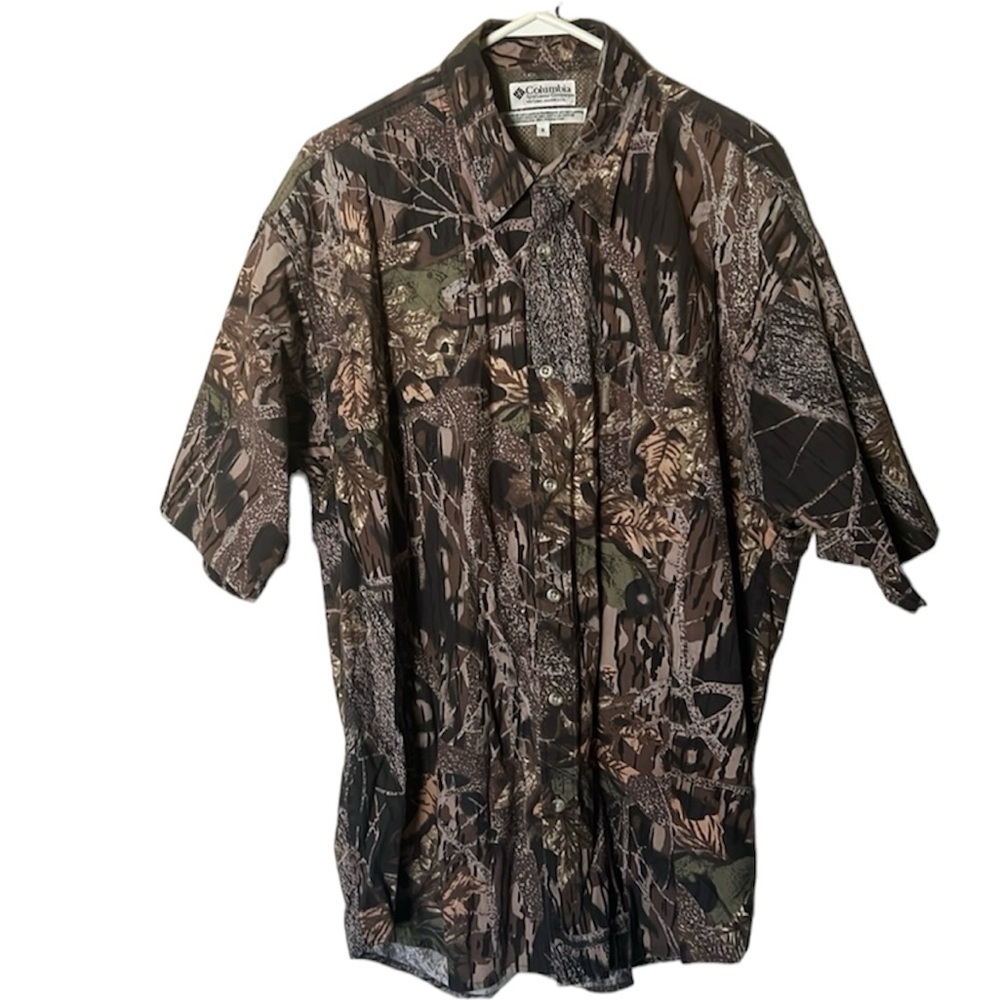 Columbia Short sleeve cotton camouflage vented shirt XL